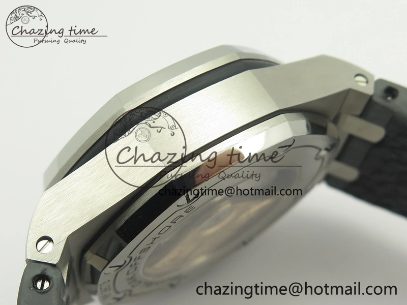Royal Oak Offshore 2014 Gray Theme JF On Gray Leather Strap A3126 V2 w Cyclops And DW Mod (Free Rubber Strap)