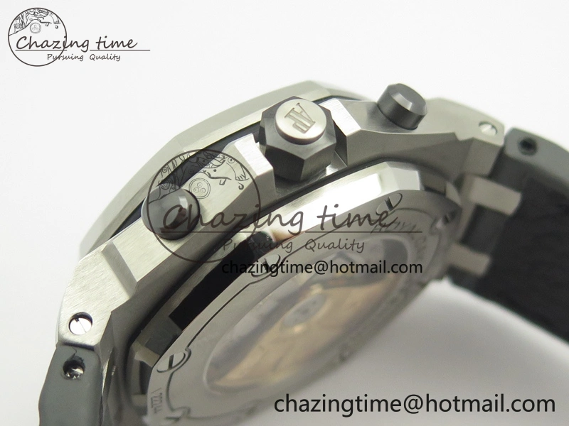 Royal Oak Offshore 2014 Gray Theme JF On Gray Leather Strap A3126 V2 w Cyclops And DW Mod (Free Rubber Strap)