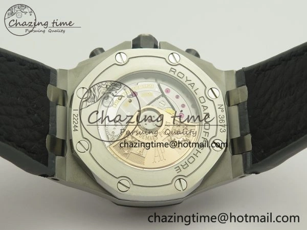 Royal Oak Offshore 2014 Gray Theme JF On Gray Leather Strap A3126 V2 w Cyclops And DW Mod (Free Rubber Strap)