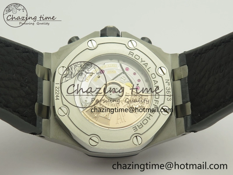 Royal Oak Offshore 2014 Gray Theme JF On Gray Leather Strap A3126 V2 w Cyclops And DW Mod (Free Rubber Strap)