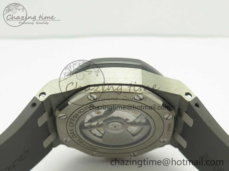 Royal Oak Offshore 2017 44mm JF 1:1 Best Edition Gray Dial On Rubber Strap A3126 (Free XS Strap)V2 w  Cyclops