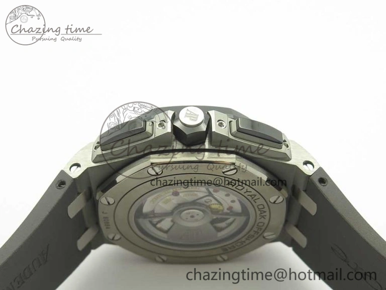Royal Oak Offshore 2017 44mm JF 1:1 Best Edition Gray Dial On Rubber Strap A3126 (Free XS Strap)V2 w  Cyclops
