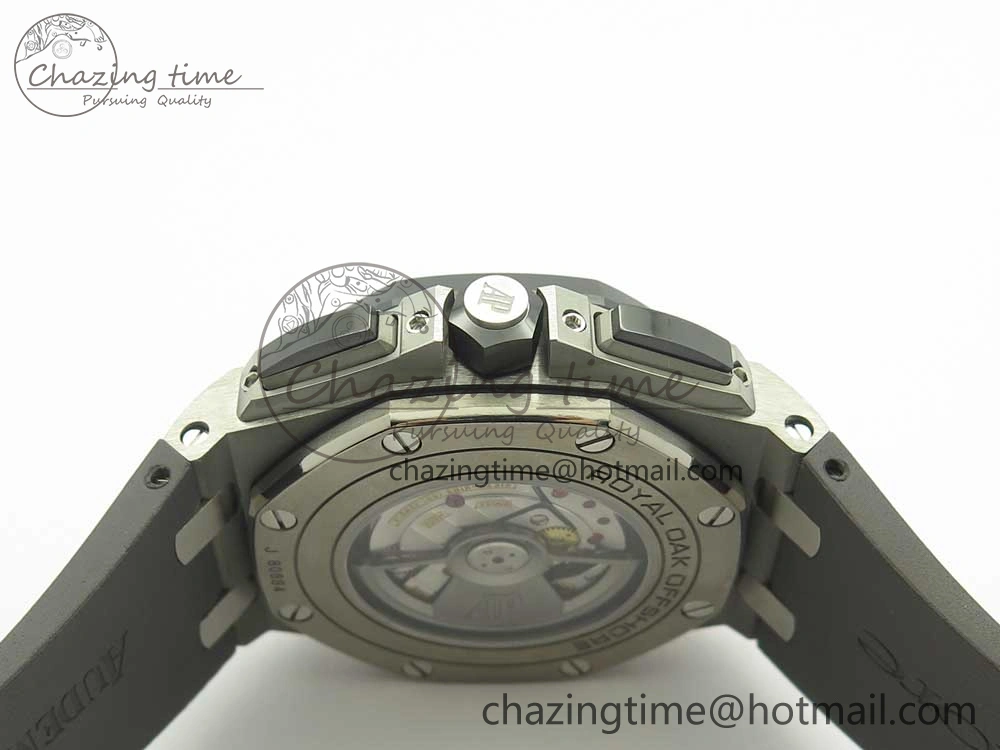 Royal Oak Offshore 2017 44mm JF 1:1 Best Edition Gray Dial On Rubber Strap A3126 (Free XS Strap)V2 w  Cyclops