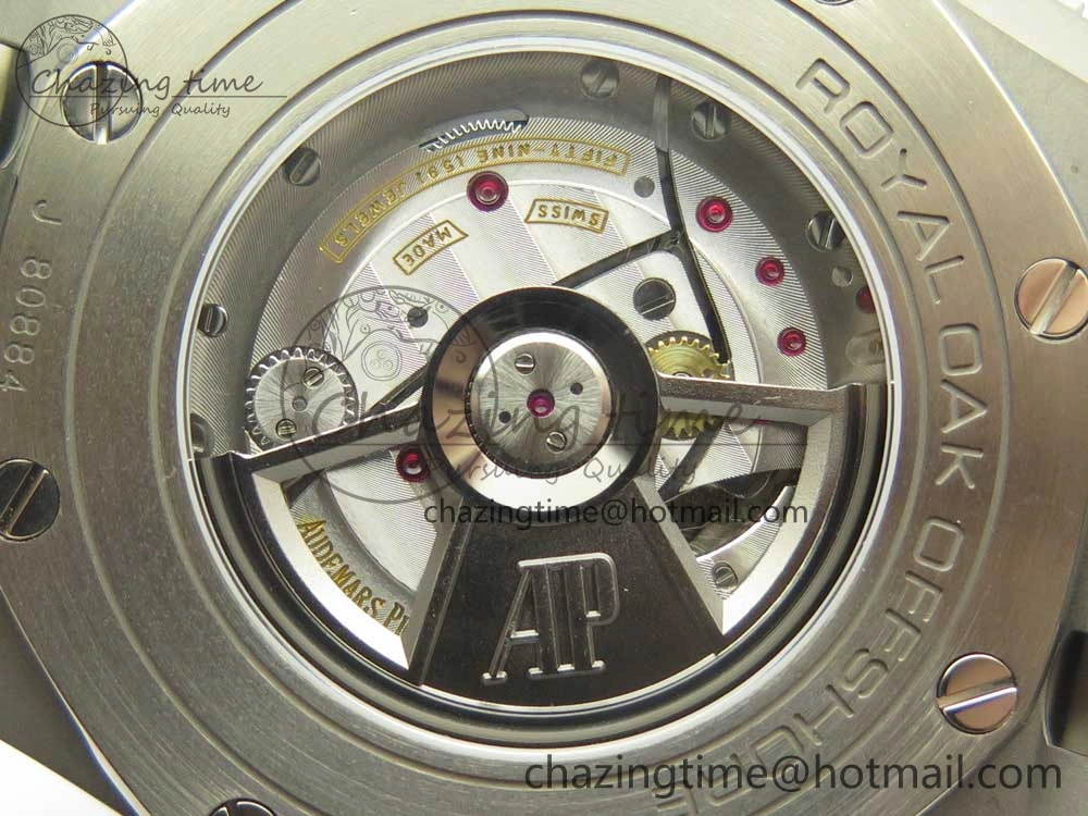 Royal Oak Offshore 2017 44mm JF 1:1 Best Edition Gray Dial On Rubber Strap A3126 (Free XS Strap)V2 w  Cyclops