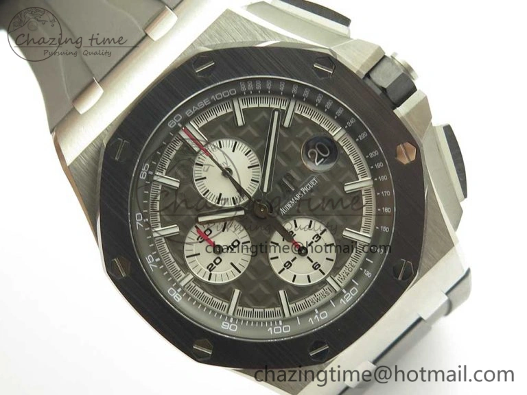 Royal Oak Offshore 2017 44mm JF 1:1 Best Edition Gray Dial On Rubber Strap A3126 (Free XS Strap)V2 w  Cyclops
