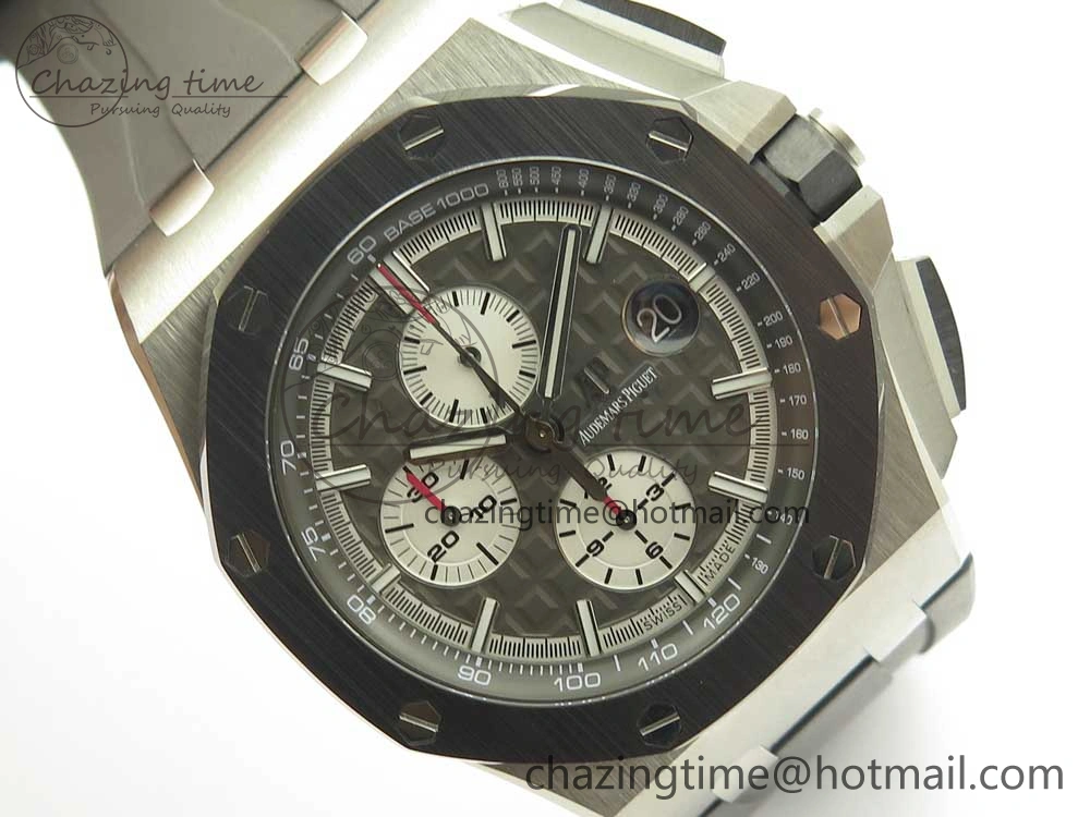 Royal Oak Offshore 2017 44mm JF 1:1 Best Edition Gray Dial On Rubber Strap A3126 (Free XS Strap)V2 w  Cyclops