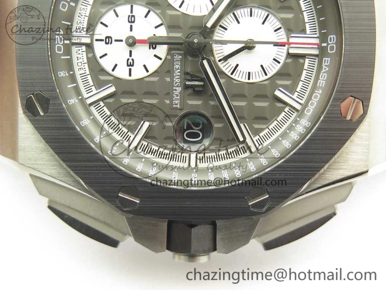 Royal Oak Offshore 2017 44mm JF 1:1 Best Edition Gray Dial On Rubber Strap A3126 (Free XS Strap)V2 w  Cyclops