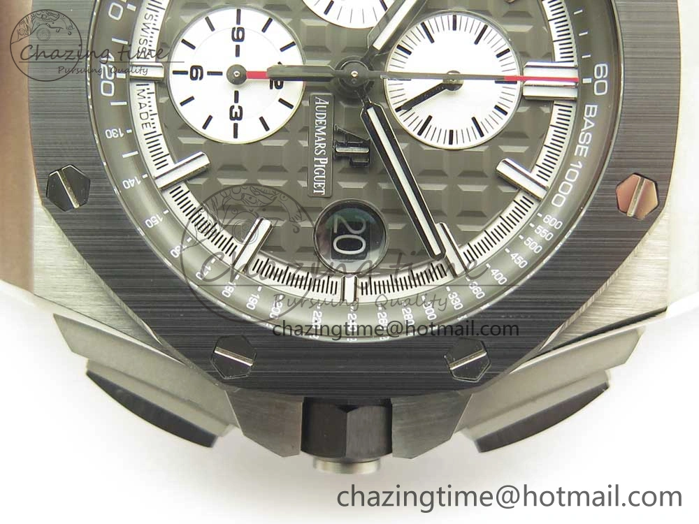 Royal Oak Offshore 2017 44mm JF 1:1 Best Edition Gray Dial On Rubber Strap A3126 (Free XS Strap)V2 w  Cyclops