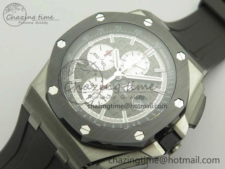 Royal Oak Offshore 2017 44mm JF 1:1 Best Edition Gray Dial On Rubber Strap A3126 (Free XS Strap)V2 w  Cyclops