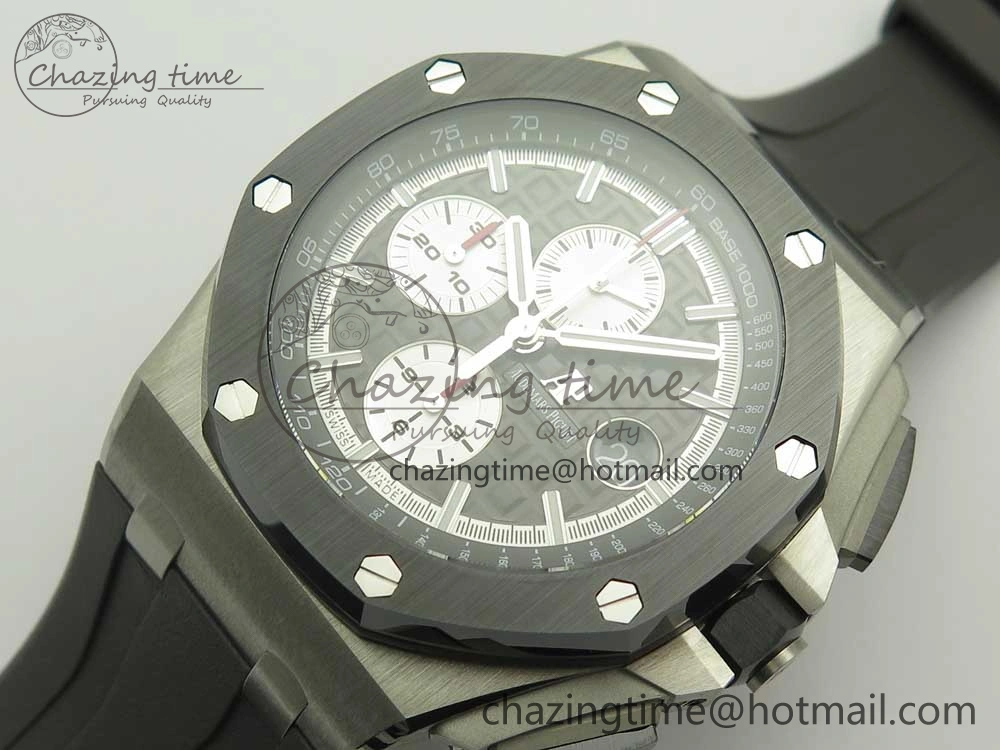 Royal Oak Offshore 2017 44mm JF 1:1 Best Edition Gray Dial On Rubber Strap A3126 (Free XS Strap)V2 w  Cyclops