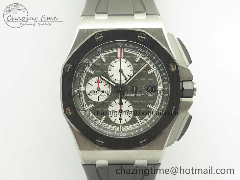 Royal Oak Offshore 2017 44mm JF 1:1 Best Edition Gray Dial On Rubber Strap A3126 (Free XS Strap)V2 w  Cyclops