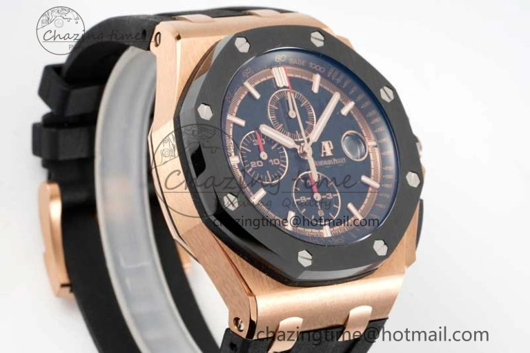 Royal Oak Offshore 2017 44mm RG Black Ceramic Bezel APF 1:1 Best Edition on Rubber Strap A3126