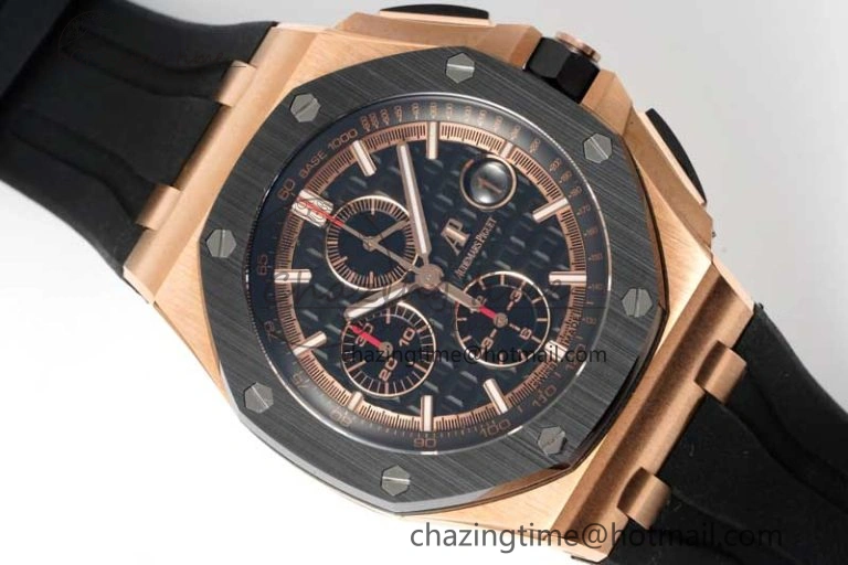 Royal Oak Offshore 2017 44mm RG Black Ceramic Bezel APF 1:1 Best Edition on Rubber Strap A3126