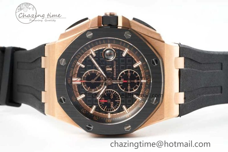 Royal Oak Offshore 2017 44mm RG Black Ceramic Bezel APF 1:1 Best Edition on Rubber Strap A3126