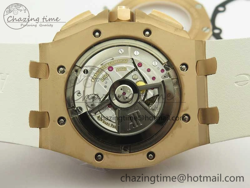 Royal Oak Offshore 2017 44mm RG Summer Edition JF 1:1 Best Edition on White Rubber Strap A3126 V2 w  Cyclops
