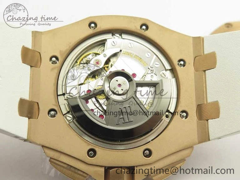 Royal Oak Offshore 2017 44mm RG Summer Edition JF 1:1 Best Edition on White Rubber Strap A3126 V2 w  Cyclops