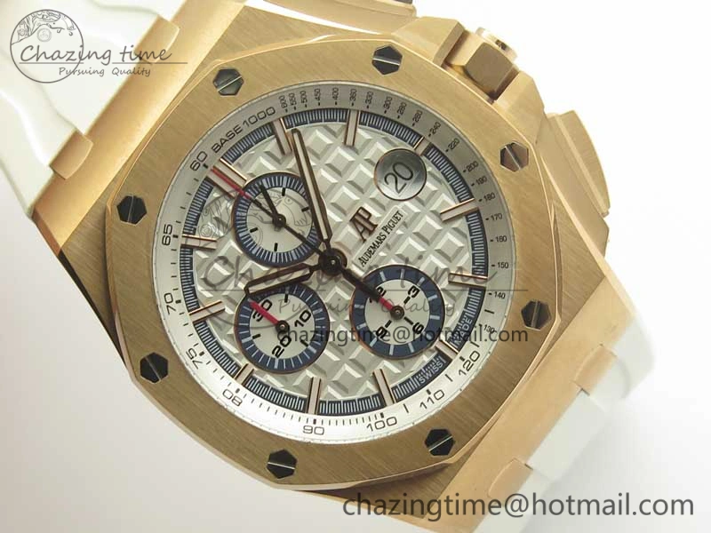 Royal Oak Offshore 2017 44mm RG Summer Edition JF 1:1 Best Edition on White Rubber Strap A3126 V2 w  Cyclops