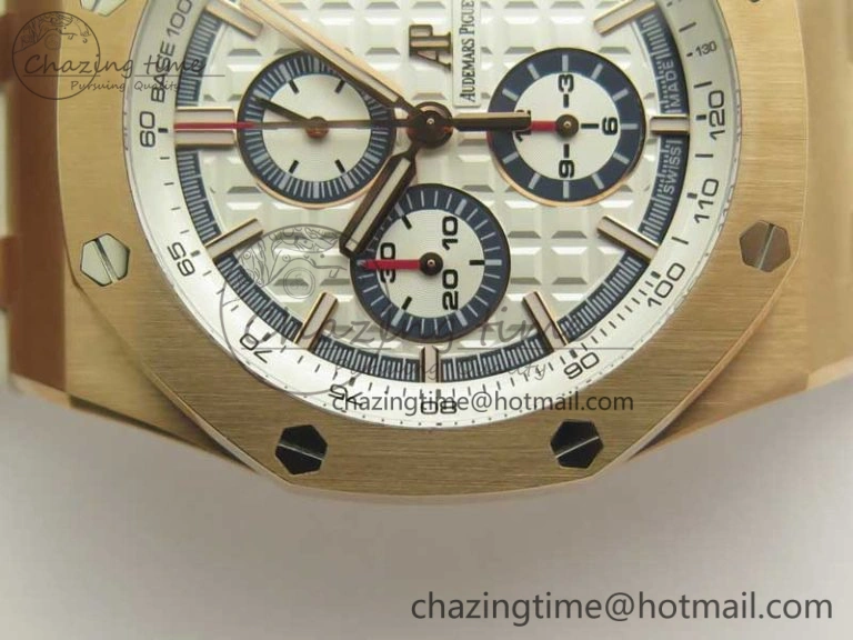 Royal Oak Offshore 2017 44mm RG Summer Edition JF 1:1 Best Edition on White Rubber Strap A3126 V2 w  Cyclops