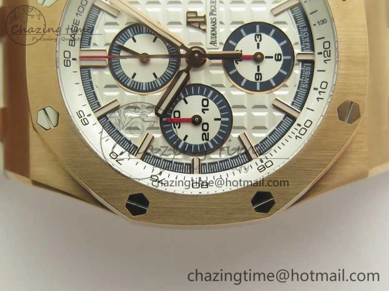 Royal Oak Offshore 2017 44mm RG Summer Edition JF 1:1 Best Edition on White Rubber Strap A3126 V2 w  Cyclops