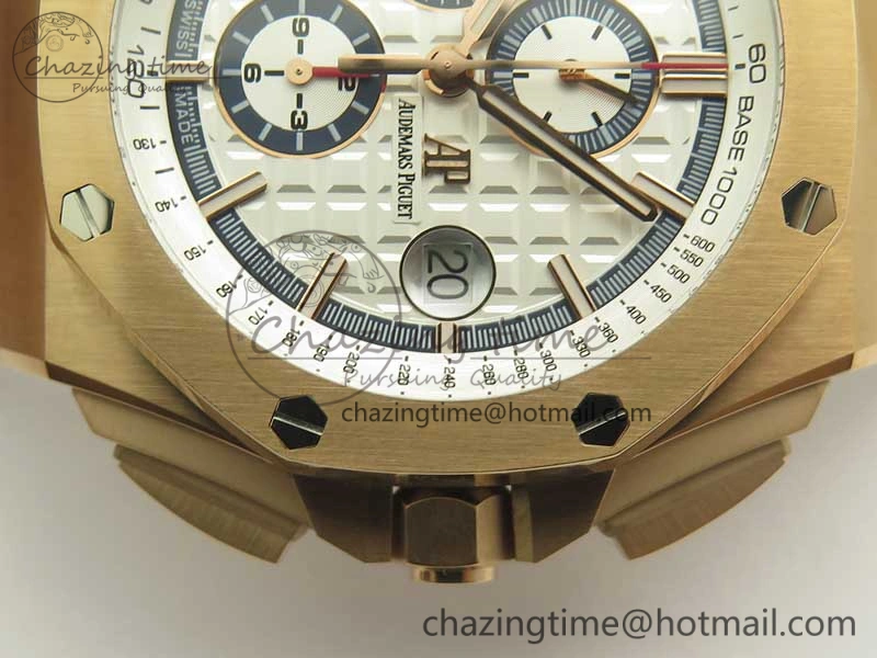 Royal Oak Offshore 2017 44mm RG Summer Edition JF 1:1 Best Edition on White Rubber Strap A3126 V2 w  Cyclops