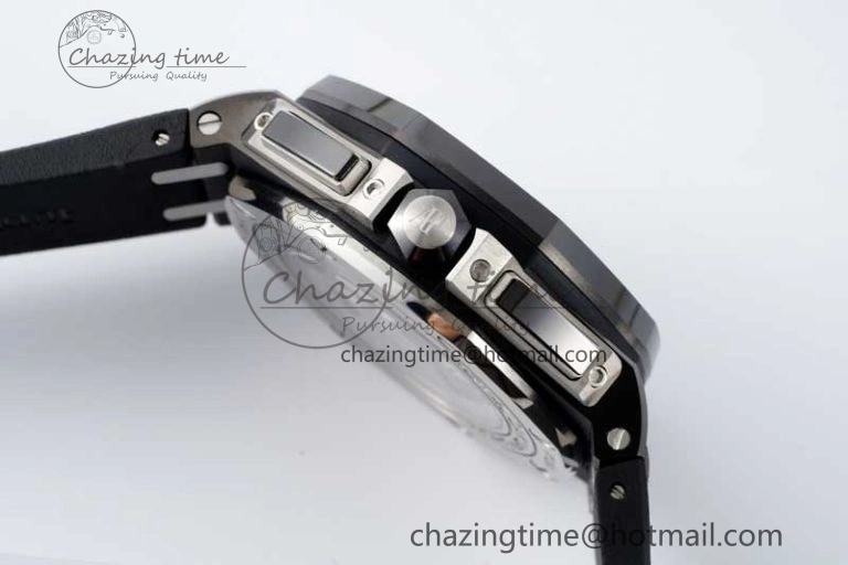 Royal Oak Offshore 2017 44mm Real Ceramic Bezel APF 1:1 Best Edition Black Dial RG Markers on Rubber Strap A3126