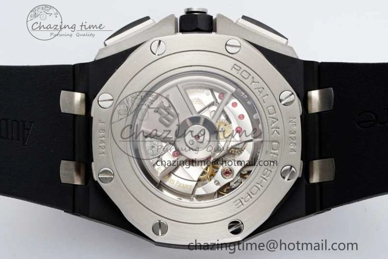 Royal Oak Offshore 2017 44mm Real Ceramic Bezel APF 1:1 Best Edition Black Dial RG Markers on Rubber Strap A3126