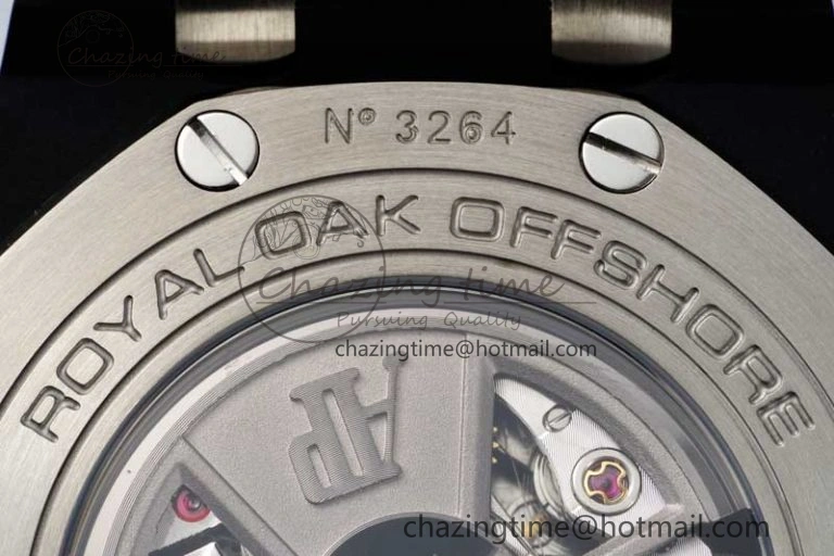 Royal Oak Offshore 2017 44mm Real Ceramic Bezel APF 1:1 Best Edition Black Dial RG Markers on Rubber Strap A3126