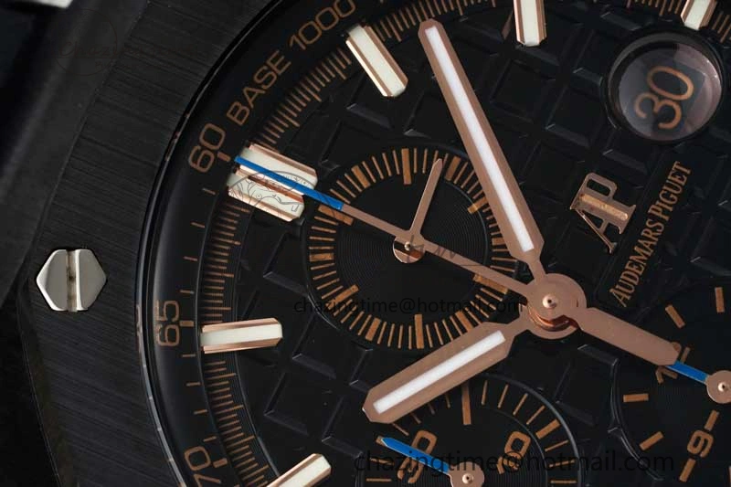 Royal Oak Offshore 2017 44mm Real Ceramic Bezel APF 1:1 Best Edition Black Dial RG Markers on Rubber Strap A3126