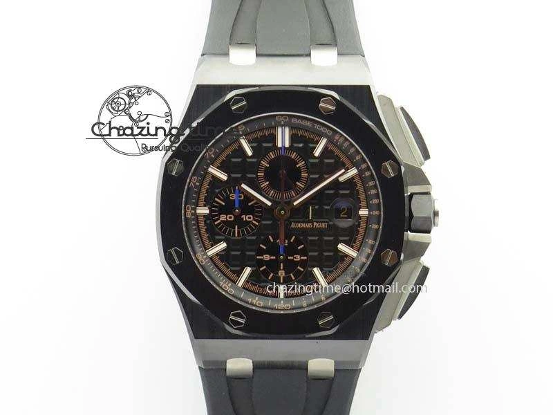 Royal Oak Offshore 2017 44mm Real Ceramic JF 1:1 Best Edition Black Dial RG Markers On Rubber Strap A3126