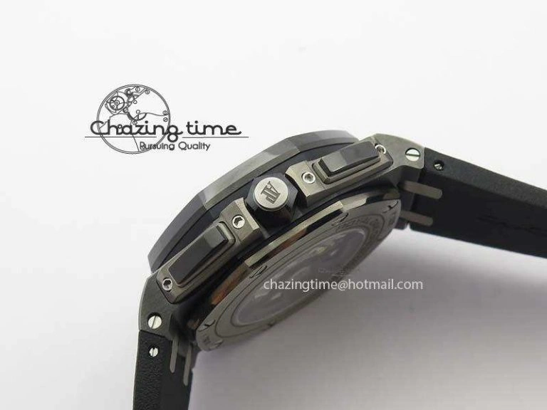 Royal Oak Offshore 2017 44mm Real Ceramic JF 1:1 Best Edition Black Dial RG Markers On Rubber Strap A3126