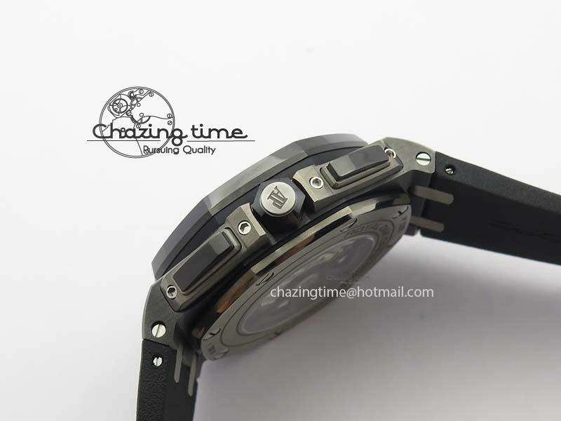 Royal Oak Offshore 2017 44mm Real Ceramic JF 1:1 Best Edition Black Dial RG Markers On Rubber Strap A3126