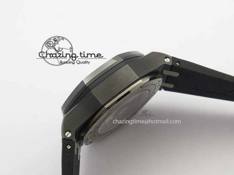 Royal Oak Offshore 2017 44mm Real Ceramic JF 1:1 Best Edition Black Dial RG Markers On Rubber Strap A3126