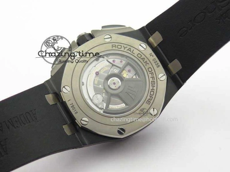 Royal Oak Offshore 2017 44mm Real Ceramic JF 1:1 Best Edition Black Dial RG Markers On Rubber Strap A3126