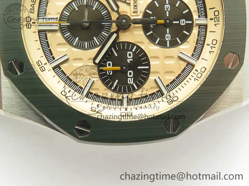 Royal Oak Offshore 2018 SIHH Combat 44mm JF 1:1 Best Edition Green Ceramic Bezel on Camo Rubber Strap A3126 w  Cyclops