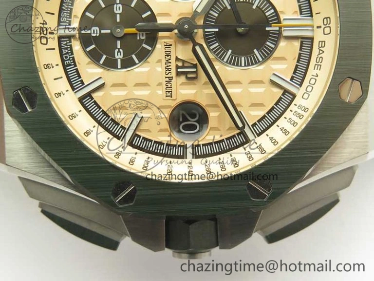Royal Oak Offshore 2018 SIHH Combat 44mm JF 1:1 Best Edition Green Ceramic Bezel on Camo Rubber Strap A3126 w  Cyclops