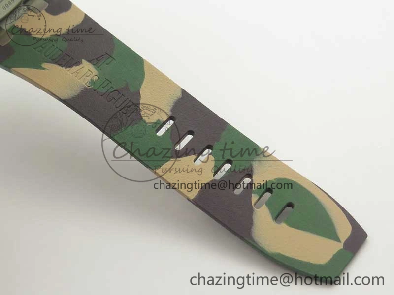 Royal Oak Offshore 2018 SIHH Combat 44mm JF 1:1 Best Edition Green Ceramic Bezel on Camo Rubber Strap A3126 w  Cyclops