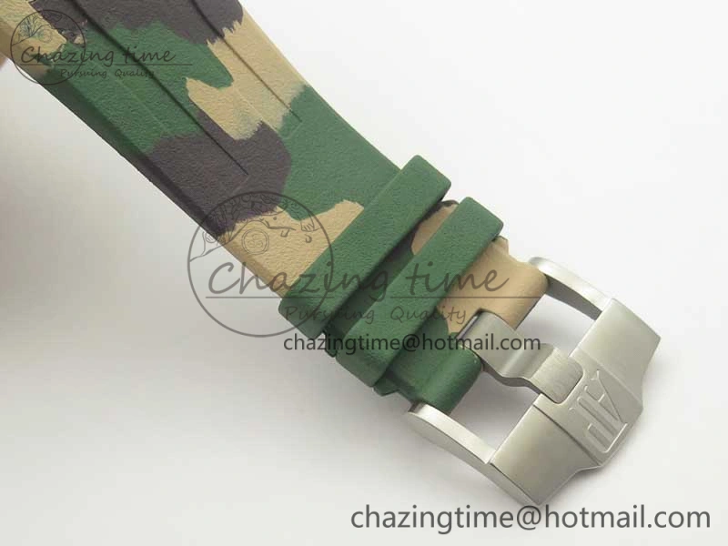 Royal Oak Offshore 2018 SIHH Combat 44mm JF 1:1 Best Edition Green Ceramic Bezel on Camo Rubber Strap A3126 w  Cyclops