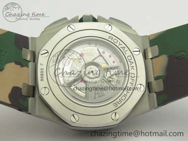 Royal Oak Offshore 2018 SIHH Combat 44mm JF 1:1 Best Edition Green Ceramic Bezel on Camo Rubber Strap A3126 w  Cyclops