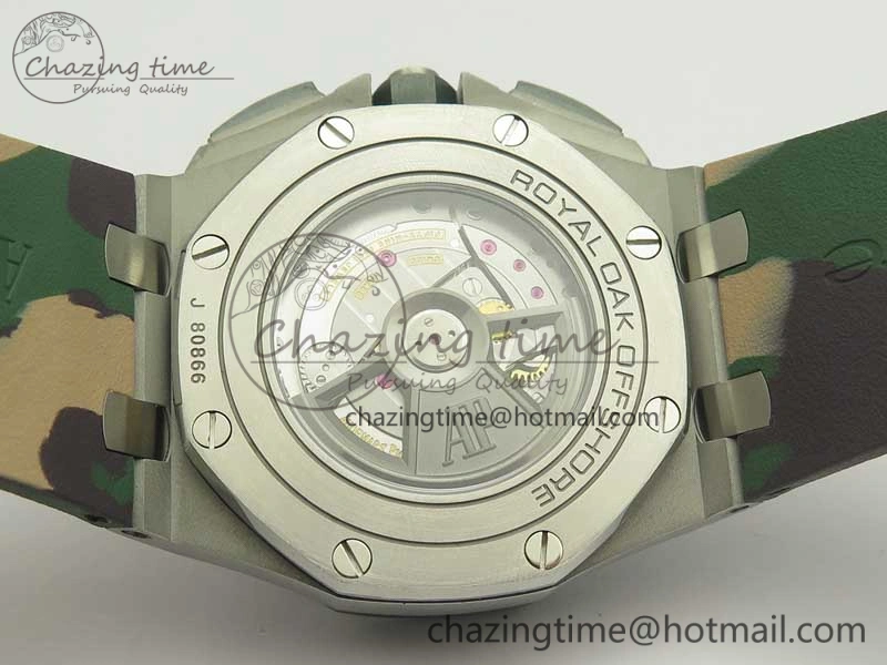 Royal Oak Offshore 2018 SIHH Combat 44mm JF 1:1 Best Edition Green Ceramic Bezel on Camo Rubber Strap A3126 w  Cyclops