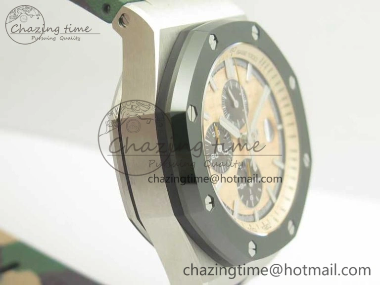 Royal Oak Offshore 2018 SIHH Combat 44mm JF 1:1 Best Edition Green Ceramic Bezel on Camo Rubber Strap A3126 w  Cyclops