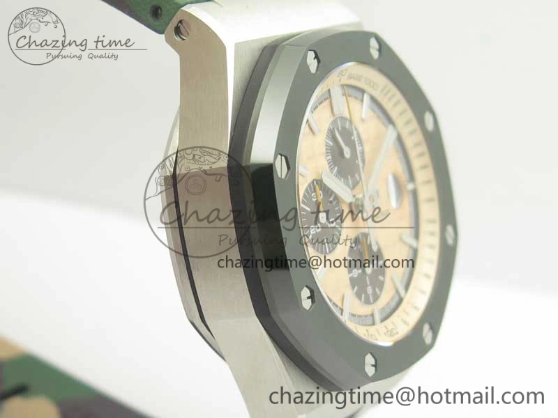 Royal Oak Offshore 2018 SIHH Combat 44mm JF 1:1 Best Edition Green Ceramic Bezel on Camo Rubber Strap A3126 w  Cyclops