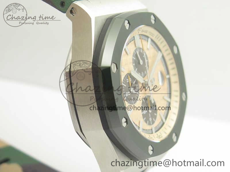 Royal Oak Offshore 2018 SIHH Combat 44mm JF 1:1 Best Edition Green Ceramic Bezel on Camo Rubber Strap A3126 w  Cyclops