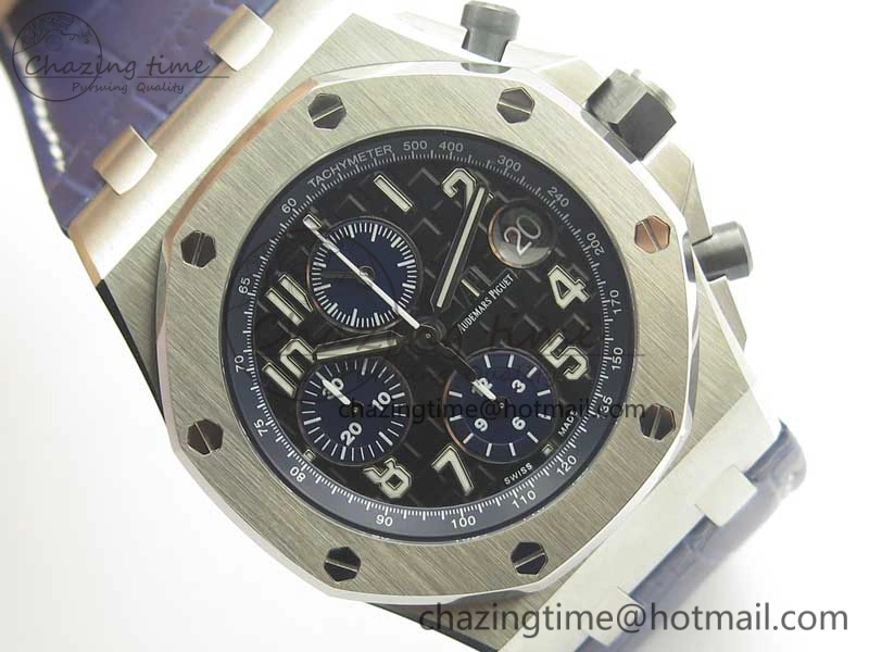 Royal Oak Offshore 2018 SIHH JF 1:1 Best Edition Black Blue Dial on Blue Leather Strap A3126 w  Cyclops