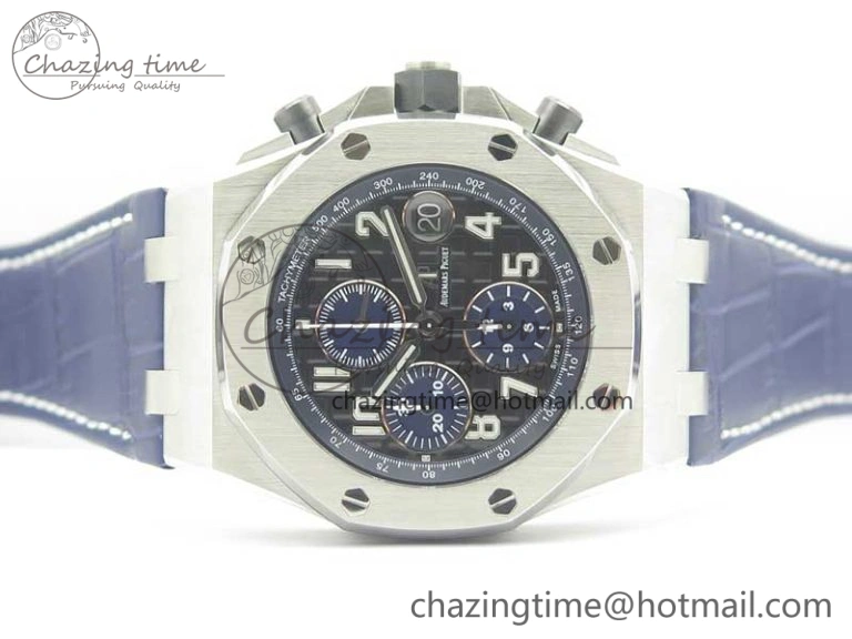 Royal Oak Offshore 2018 SIHH JF 1:1 Best Edition Black Blue Dial on Blue Leather Strap A3126 w  Cyclops