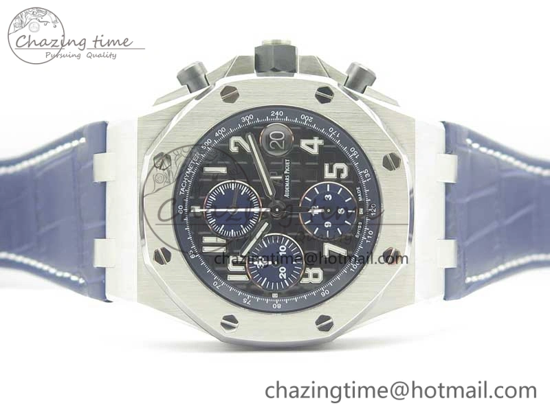 Royal Oak Offshore 2018 SIHH JF 1:1 Best Edition Black Blue Dial on Blue Leather Strap A3126 w  Cyclops