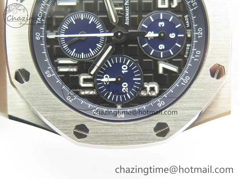 Royal Oak Offshore 2018 SIHH JF 1:1 Best Edition Black Blue Dial on Blue Leather Strap A3126 w  Cyclops