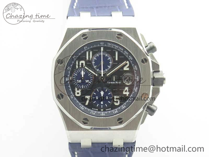 Royal Oak Offshore 2018 SIHH JF 1:1 Best Edition Black Blue Dial on Blue Leather Strap A3126 w  Cyclops