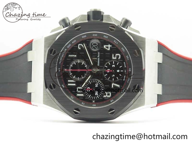 Royal Oak Offshore 2018 SIHH JF 1:1 Best Edition “Dark Knight” on Black Red Rubber Strap A3126 w  Cyclops