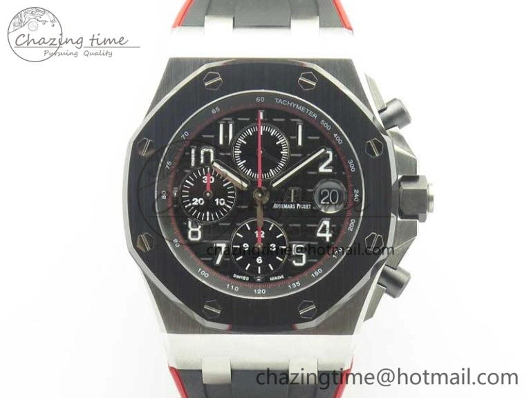 Royal Oak Offshore 2018 SIHH JF 1:1 Best Edition “Dark Knight” on Black Red Rubber Strap A3126 w  Cyclops