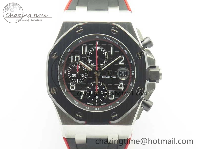 Royal Oak Offshore 2018 SIHH JF 1:1 Best Edition “Dark Knight” on Black Red Rubber Strap A3126 w  Cyclops